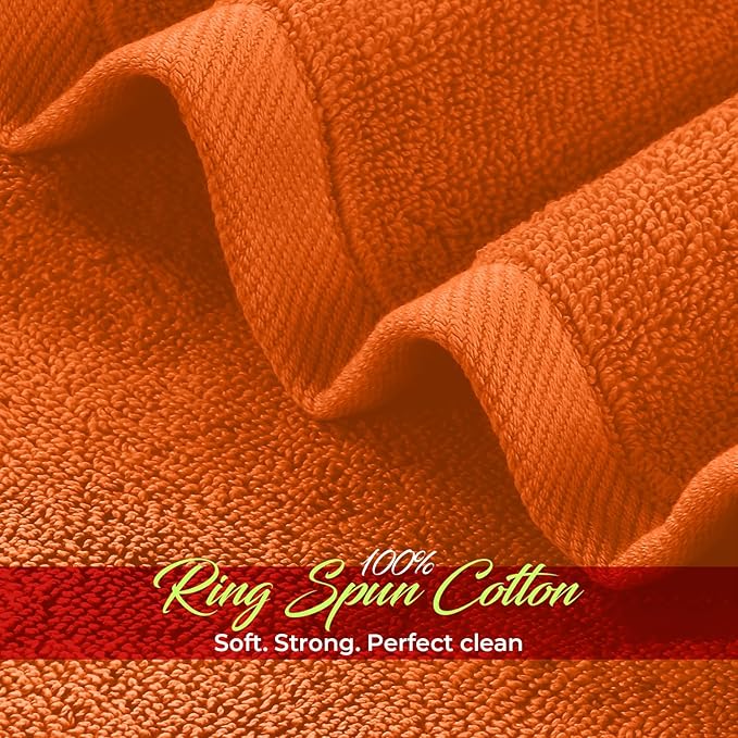 RIVERSIDE 12 Pack Washcloths - 12x12 Inches, 500 GSM, 100% Ring-Spun Cotton - Soft, Absorbent & Durable Face and Body Towels - for Bathroom, Spa, Gym, Makeup Removal & Everyday Use - Orange