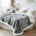 Bedding Aid Waterproof Throw Blanket - Sherpa Fleece Reversible Cover, Soft Warm Leak-Proof Bed & Couch Protector for Kids, Pets & Everyday Spills (Velvet Gray/Cloud White, Throw 50x60