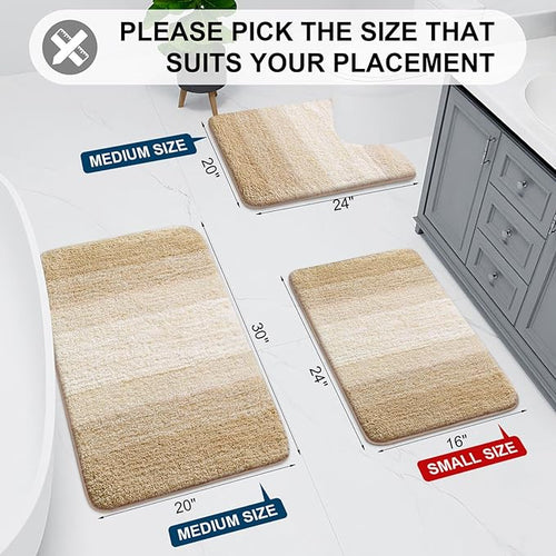 Arotive Microfiber Bathroom Rugs, Shaggy Soft and Absorbent Bath Rug, Non-Slip, Thick Plush Machine Washable Dry Bath Mats for Bathroom, Tub and Shower, 36x24, Camel, Rectangular