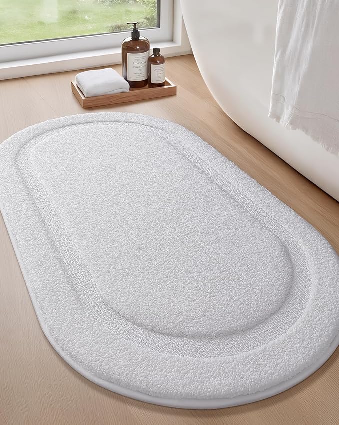 Color&Geometry White Bathroom Rugs, Non Slip, Absorbent, Soft, Washable, Thick Bath Mat, 24"x43" Small Bath Rug Bath Mats for Bathroom Floor, Shower, Sink, Vanity