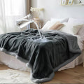 Bedding Aid Waterproof Throw Blanket - Sherpa Fleece Reversible Cover, Soft Warm Leak-Proof Bed & Couch Protector for Kids, Pets & Everyday Spills (Charcoal Grey/Silver Grey, Throw 50x60
