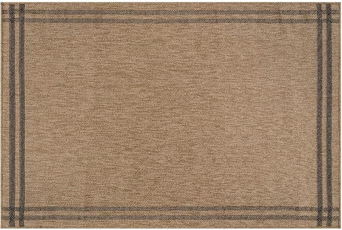 Easy Jute Rugs 2x3 Bordered Natural Color Living Room Indoor Outdoor Door Mat for Patio and Kitchen Rug High Traffic Washable Easy to Clean Solid Boho Woven Design Outside Carpet (2 x 3)