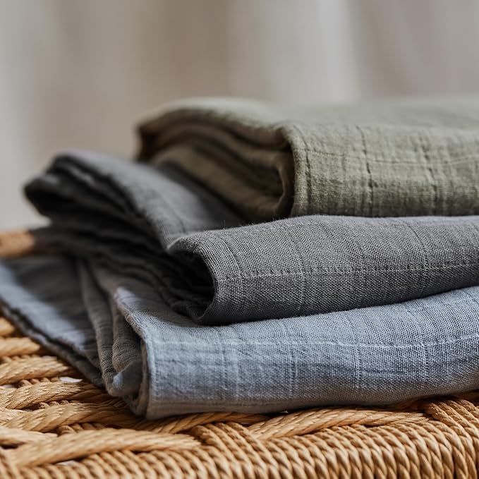 Huxie Swaddle - 100% Organic Cotton - Muslin Swaddle Blankets for Newborn, 47" x 47" (Soft Grey)