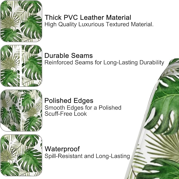 Tropical Palm Leaves Tissue Box Holder,Cube Tissue Box Cover Holder,Leather Facial Paper Organizer Dispenser Home for Bedroom Night Stands,Kitchen,Office and Car,5.2"×5.2"×5.2"