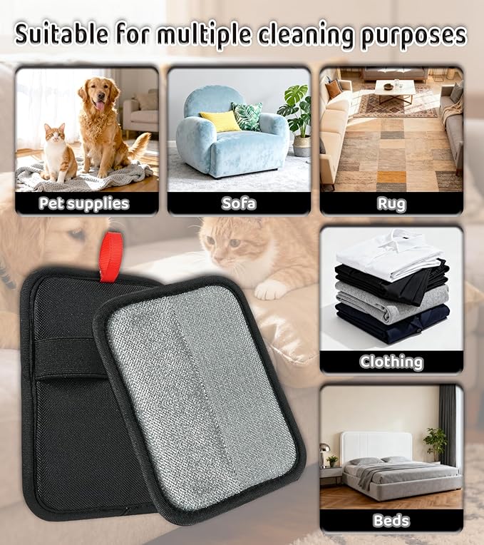 LUCKYOPERA Pet Hair Removal Gloves for Cats & Dogs, Reusable Electrostatic Grooming Gloves, Hair Remover Tool for Couch, Furniture, Carpet, Car Seat, Clothes (Regular Type)