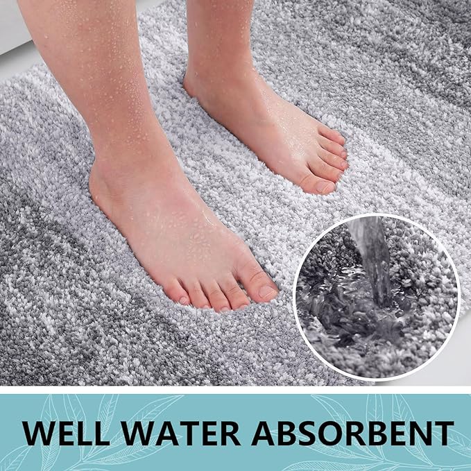 Arotive Microfiber Bathroom Rugs, Shaggy Soft and Absorbent Bath Rug, Non-Slip, Thick Plush Machine Washable Dry Bath Mats for Bathroom, Tub and Shower, 40x24, Grey, Rectangular