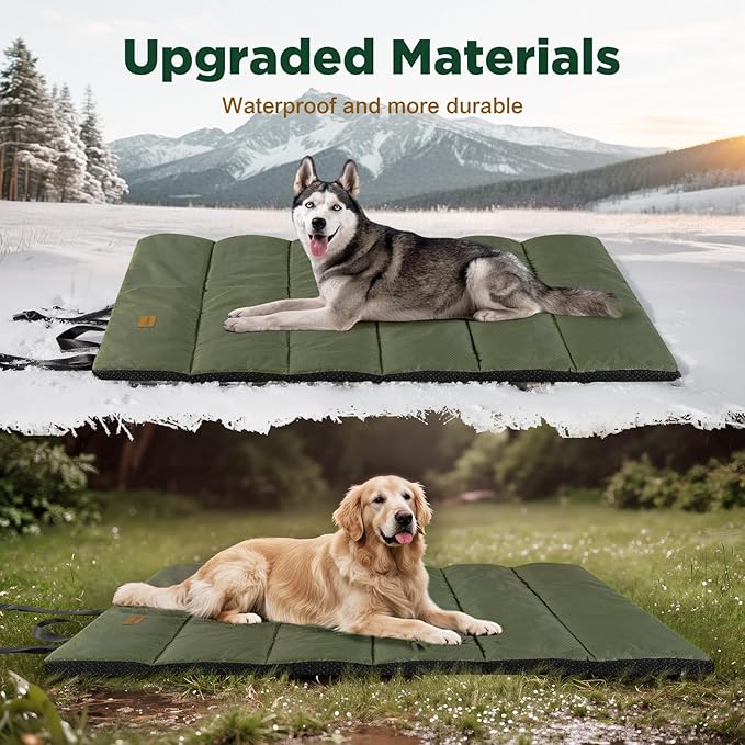 Gimars Upgraded Outdoor Dog Bed with Waterproof Film, Easy to Roll Up with Buckle, Large Travel Pet Bed for Medium & Large Dog, Portable, Foldable, Washable for Camping,Traveling