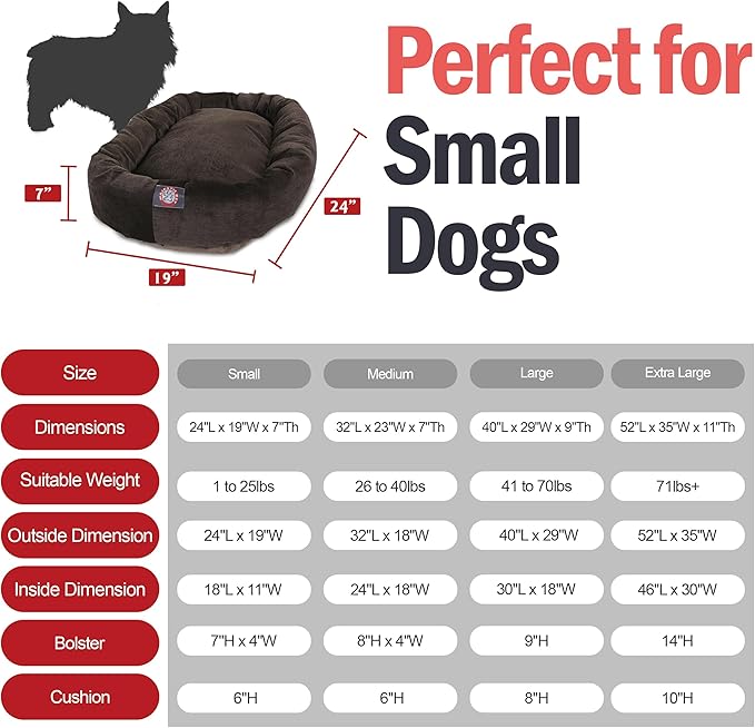 Majestic Pet Villa 24 Inch Shredded Memory Foam Dog Bed for Small Sized Dog 24x19x7 Inch–Orthopedic Pet Bed - Washable Small Puppy Mat with Head Support-Storm