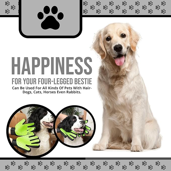 HappiTails Pet Grooming Gloves – 1 Pair – Deshedding & Bath Massage Mitts for Dogs & Cats – Choose from 5 Colors – Adjustable, Reusable & Easy to Clean (Gray)