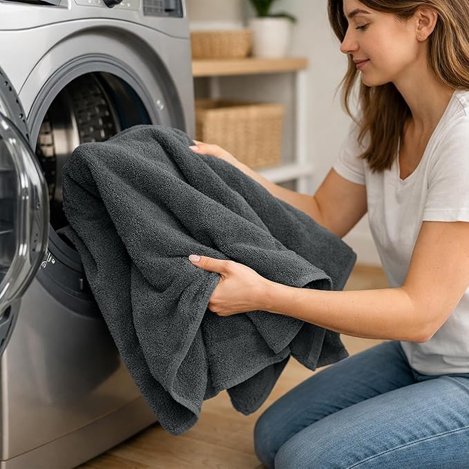 RIVERSIDE Pack of 2 Extra Large Bath Sheets 35 x 70 Inches - 100% Ring Spun Cotton Hotel Quality Oversized Bath Towels - Super Soft, Highly Absorbent & Quicker to Dry - Grey