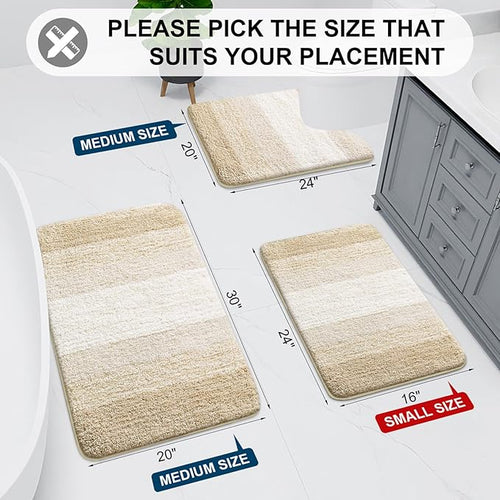 Arotive Microfiber Bathroom Rugs, Shaggy Soft and Absorbent Bath Rug, Non-Slip, Thick Plush Machine Washable Dry Bath Mats for Bathroom, Tub and Shower, 70x24, Light Beige, Rectangular