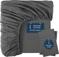 LANE LINEN Twin XL Fitted Sheet, 100% Organic Cotton 2-Piece Set (1 Fitted Sheet, 1 Pillowcase), Percale Weave, Soft, Breathable, Fits Mattress Upto 15" Deep - Charcoal (No Flat Sheet)