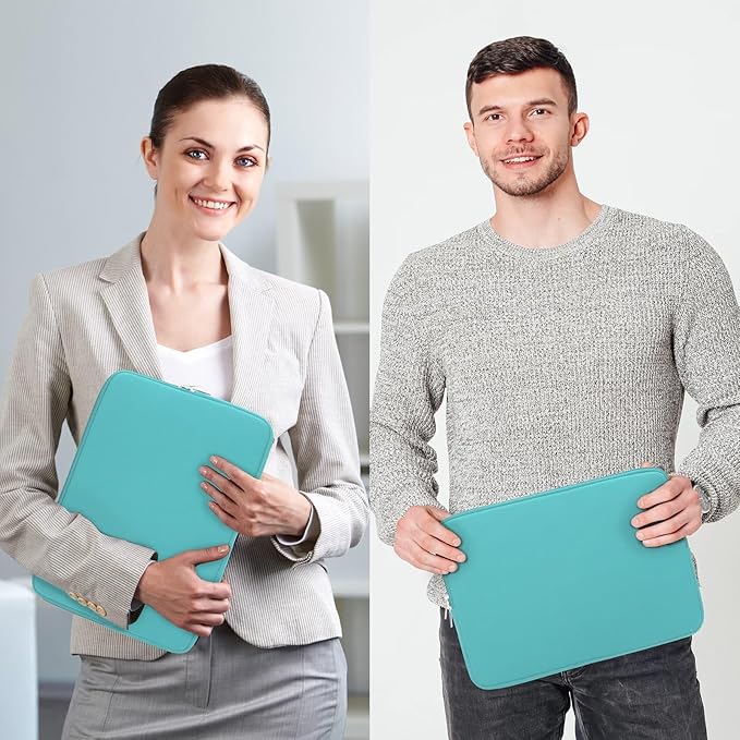 RAINYEAR 14 Inch Laptop Sleeve Protective Case Soft Fluffy Lining Padded Zipper Cover Carrying Bag with Accessories Pouch, Compatible with 14" Notebook Computer Chromebook (Blue, Upgraded Version)