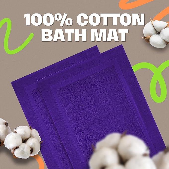 Infinitee Xclusives Premium Cotton Bath Mats for Bathroom – Pack of 2 | 34x22 Inches | Ultra Soft, Super Absorbent, Non-Slip, Machine Washable Mats (Profound Purple) [Not a Rug]