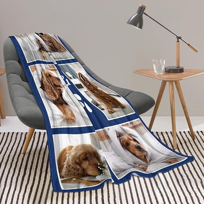 Ecautly Personalized Pets Blanket with Photos, Custom Blanket for Small Dogs, Personalized Dog Blankets with Picture, Memorial Gifts for Pet Passing Away