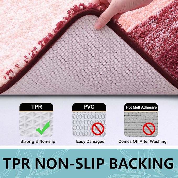 Arotive Microfiber Bathroom Rugs, Shaggy Soft and Absorbent Bath Rug, Non-Slip, Thick Plush Machine Washable Dry Bath Mats for Bathroom, Tub and Shower, 30x20, Burgundy, Rectangular
