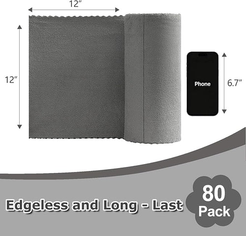 80 Pack Microfiber Cleaning Cloth Roll Reusable Paper Towels 12"x12" Tear Away Cloth, Microfiber Towels for Cars, Wash Cloths, Lint Free Dark Grey Rags for House, Kitchen,Window,Cleaning Supplies