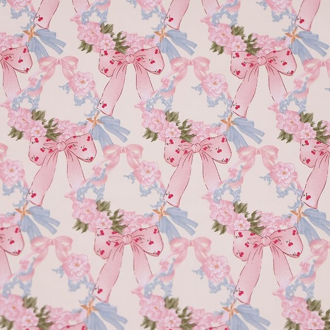 Hanjunzhao 14Pcs Valentines Bow Print Cotton Fat Quarters Fabric Bundles 18 x 22 Inch for Quilting, DIY Bowknot, Hair Accessories, Gift Wrapping, Holiday Valentine Party Home Décor, and Crafts (Bows)