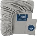 LANE LINEN 100% Organic Cotton Twin Fitted Sheets, 2-Piece Set (1 Fitted Sheet, 1 Pillowcase), Percale Weave, Lightweight, Ultra Soft, Breathable, Fits Mattress Upto 15" Deep - Silver (No Flat Sheet)