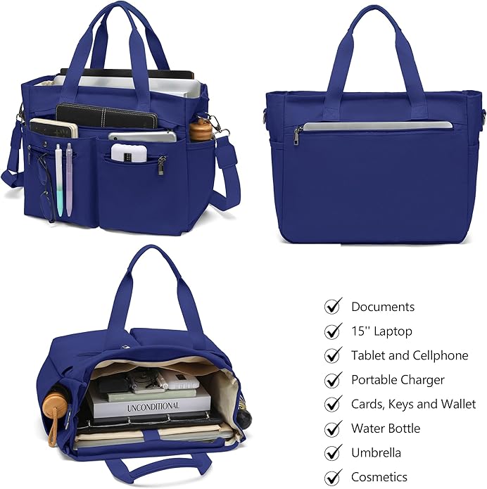 Women's Large Canvas Tote Bag Set (2PCs) - Ideal for Laptop, Hobo, Crossbody, Handbag, Travel, Gym & Work