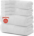 RIVERSIDE Pack of 8 Towels Set, 2 Large Bath, 2 Hand, 4 Face Washcloths, 100% Cotton Hotel Quality, Super Soft, Quick Dry, Highly Absorbent Perfect for Bathroom, White