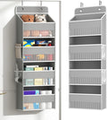 Kaitiemoo 1 Pack 4-Tier Over the Door Organizer, Heavy-Duty Large Deep Pocket Hanging With 4 Large Front & 4 Side Pockets With for Pantry, Kitchen, Bathroom, Dorm, Grey