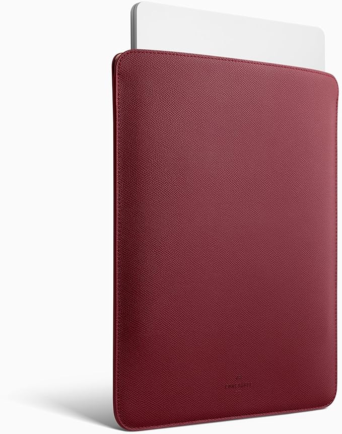 Comfyable Laptop Sleeve 13 Inch Precisely Compatible with MacBook Air M4 2025-2018 & MacBook Pro M2 2022 M1 2020-2016, Genuine Leather Cover Case, Wine Red