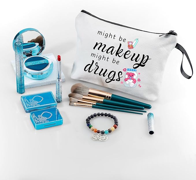ARIOSEY Funny Gifts for Women Friend,Medicine Bag,Might Be Makeup Might Be Drugs,Makeup Cosmetic Bags for Women,Medicine Bag for Traveling,Womens Christmas Gifts