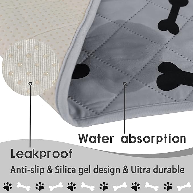 Waterproof Blankets - NANBOWANG Dog Bed Covers for Larges Dogs, Water Absorb Training Pads (6882 Gray)
