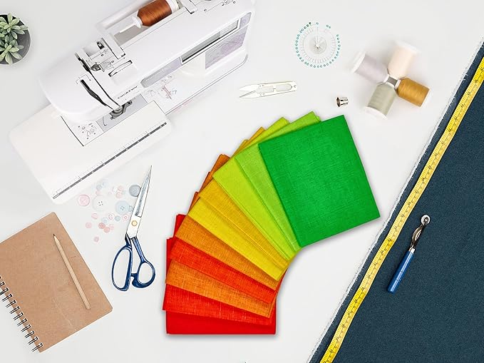 Craftido - 11 Options Solids with Tweed Tonals - Assorted Color Cotton Quilting Fabric Bundles 10pcs Fat Quarters 18"x21" - Medium Weight 5.2oz - for Quilting, Sewing and Crafts - Fruit&Garden