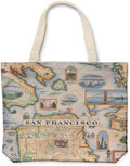 Xplorer Maps Canvas Tote Bag with Handles, Cloth Grocery Shopping Bag, Reusable & Eco-friendly Bag, 100% Cotton, Washable