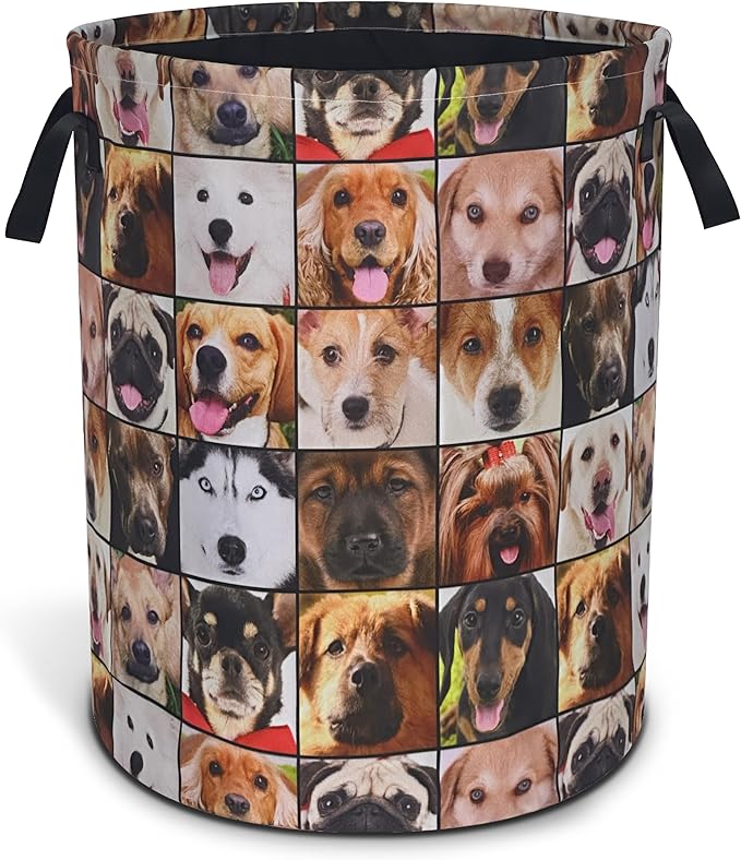 Cute Dog Laundry Basket Animal Pet Oxford Cloth Laundry Hamper With Handle Foldable Portable Clothes Storage Basket 18.9 X 16.5 Inch Storage Bag For Laundry Room/Bathroom/Bedroom/Dormitories