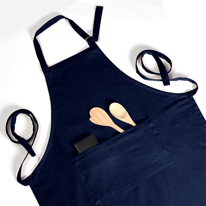 Native Fab Kitchen Apron 2 Pack - 100% Cotton Adjustable, Durable Apron with Pockets, Perfect for Cooking, Baking, Grilling