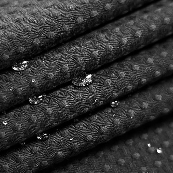Barossa Design Waffle Weave Shower Curtain Hotel Luxury Spa, Black Heavyweight Fabric Shower Curtains for Bathroom, Washable & Water Repellent, Black, 71x72 Inch