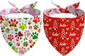 Christmas Dog Bandanas Reversible 2 Pack Small, Cute Santa Claus Dog Paw Tree Snowman Christmas Pet Bandanas Set Adjustable Triangle Winter Xmas Holiday Scarves for Small Medium Boy Girl Dogs