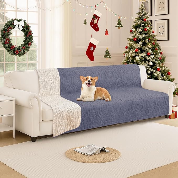 CYCMACO Waterproof Dog Bed Cover Pet Blanket, Soft Couch Cover for Dogs Washable, Non-Slip Dog Blanket Protect Furniture Couch Sofa Car for Puppy Large Dogs Cat (82x102 Inch, Grey Blue)