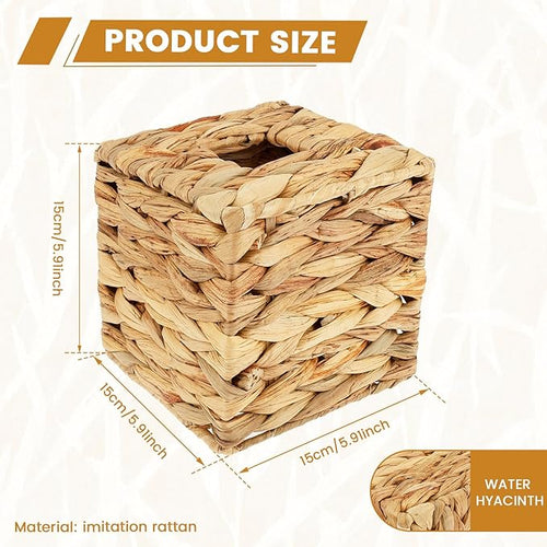 2Pcs Tissue Box Cover Decorative Woven Tissue Holder Aesthetic Facial Paper Box Cover Portable for Table Home
