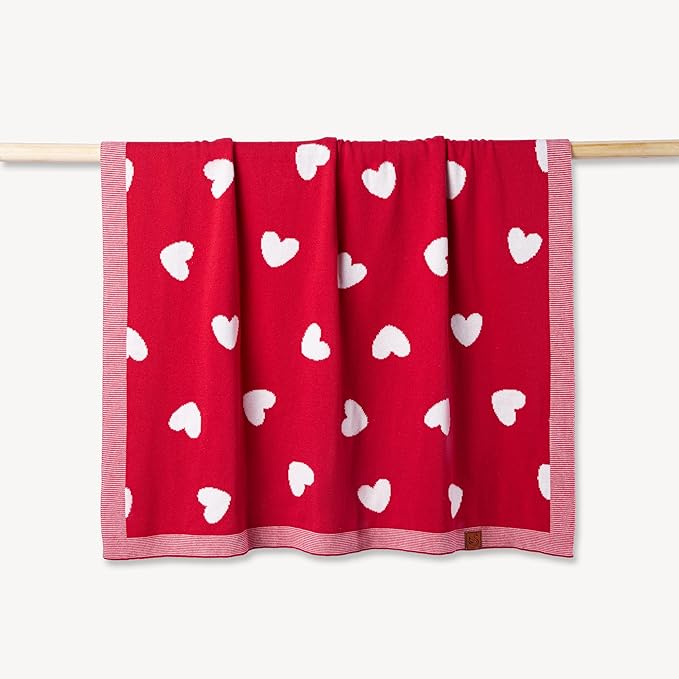 SWaddle AN Valentine Jacquard Baby Blanket, Size 30x40in, 100% Cotton Fabric, Two-Sided Breathable Throw Blanket for Boys and Girls