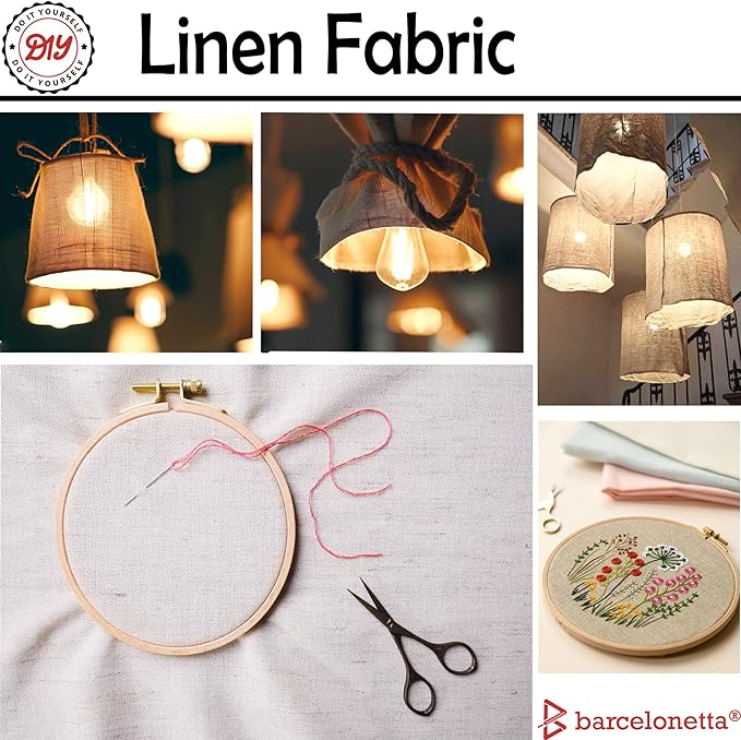 Barcelonetta | Linen Fabric | Natural Linen Cloth | Embroidery, Sewing | Soft, Breathable | 55" Wide | 70% Linen, 30% Rayon | Hemp, Jute, Needlework, Lining (Sage, 5 Yard)