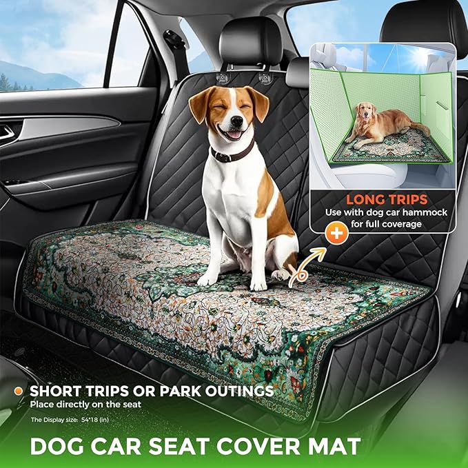 Hompet 2 Pack Waterproof & Absorbent Dog Car Seat Cover Mat, Fits Most Dog Car Hammocks, Washable Reusable Backseat Protector Pad, Quick Dry Leak-Proof Non-Slip Pet Travel Mat for Cars, 20"x60"