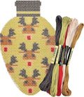 Howie's Needlepoint Christmas Needlepoint Kits, 18CT Printed Embroidery Pattern Starter Kits, Stamped Patterns Canvas Kits(Christmas Lights-Deer,4x3inch)