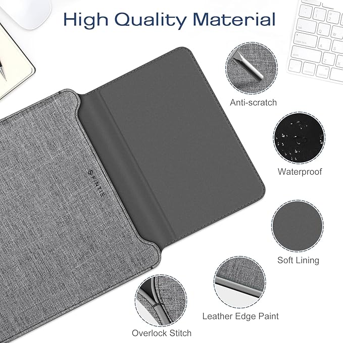 Fintie Sleeve Case for MacBook Air 13.6 A3240 A3113 A2681, Pro 14 A3434 A3401 A3185 A3112 A2992 A2918 A2779 A2442, MacBook Pro/Air 13 - PU Leather Slim Bag Cover with Stand Feature (Gray/Black)