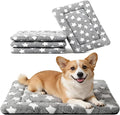 Fogkiss Dog Crate Mat, 4 Piece Reversible Pet Bed, Polyester, Machine Washable, Small Dogs & Cats, Rectangular (Gray Star, 24" L x 18" W x 1.5" Th)