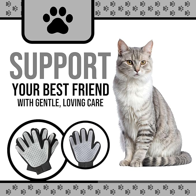 HappiTails Pet Grooming Gloves – 1 Pair – Deshedding & Bath Massage Mitts for Dogs & Cats – Choose from 5 Colors – Adjustable, Reusable & Easy to Clean (Gray)