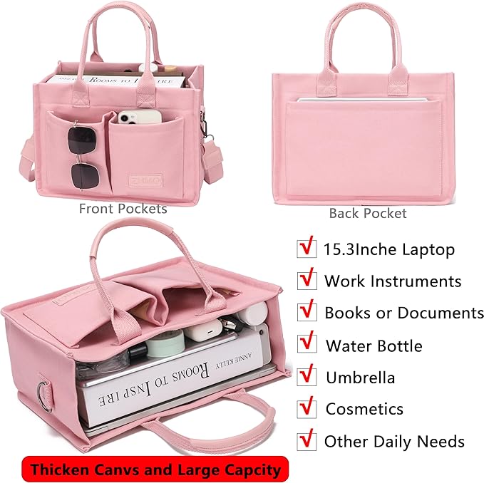 ZHMO Canvas Tote Bag for Women,Women's Bags Crossbody Bags Work Laptop Tote Bag Large Handbags Purse for Travel Nurse Teacher