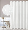 Gibelle Extra Long Shower Curtain 72 x 84, Tall 3D Embossed Textured White Fabric Shower Curtain, Modern Farmhouse Chic Soft Cloth Bathroom Curtains Shower Set with Hooks
