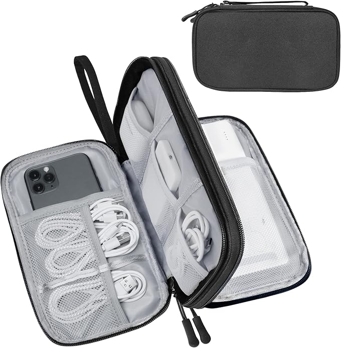 Lcsmaokin Electronics Travel Organizer,Portable Waterproof Electronic Travel Storage Bag for Small Charging Cord Storage,Charger,Small Electronics,SD Card etc,for Travel,Business - Black
