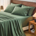 Bedlifes 100% French Flax Linen Sheets Set California King Size-6 Piece Extra Deep Pocket 18-24",Soft Breathable Cal King Bed Sheets with Temperature Regulating & Moisture-Wicking(Forest Green