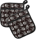 2 Pack Pot Holders for Kitchen Clearance, Cute Hot Pads, Funny Oven Pot Holders, Potholders Sets for Kitchen Heat Resistant Black Skulls Rock