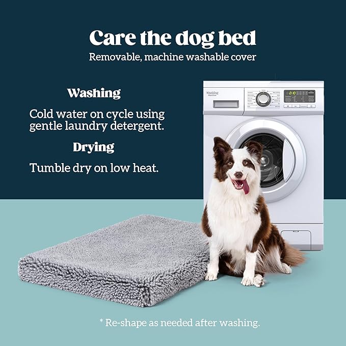 PELZIN Stoutwool 4" Indestructible Dog Bed - Orthopedic Chew Proof Dog Crate Pad - Fluffy Kennel Mat for Aggressive Chewers - Ideal for Large Breeds & Fits 36-Inch Crate - 35"x22", Charcoal